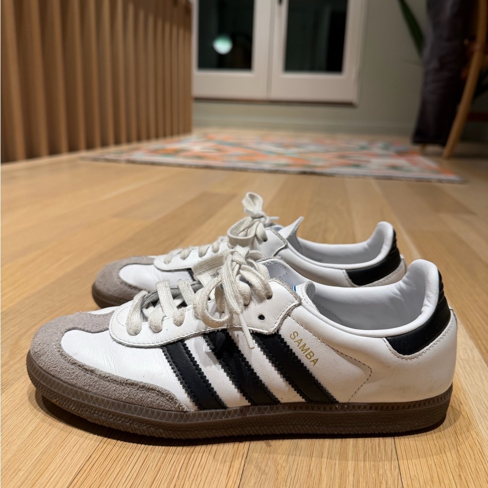Adidas Samba White, Black, and Gray Sneakers 7.5M
